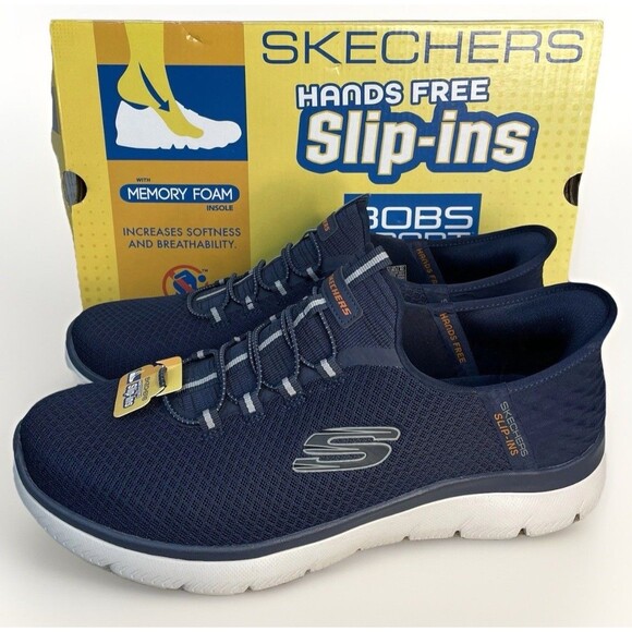 Skechers Slip-ins Summits High Range Men 11.5 WIDE Shoes Navy Blue Slip On New